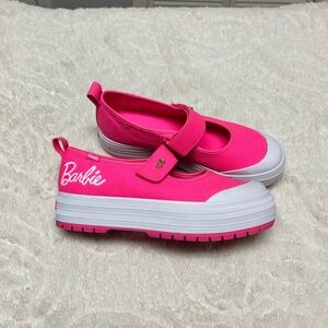 Barbie Women’s Pink and White Platform Mary Jane Sneakers